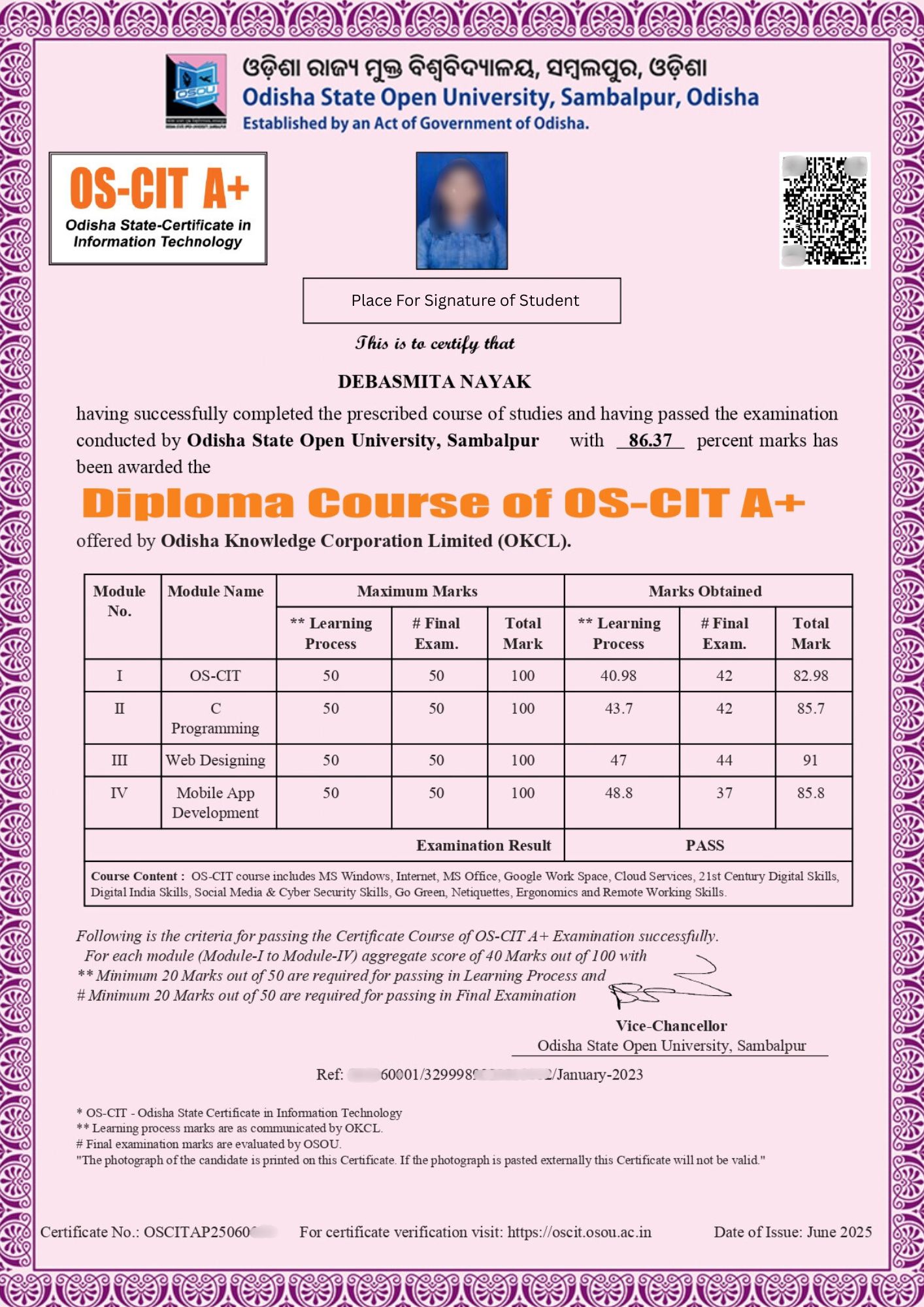 OS-CIT A+ Certificate